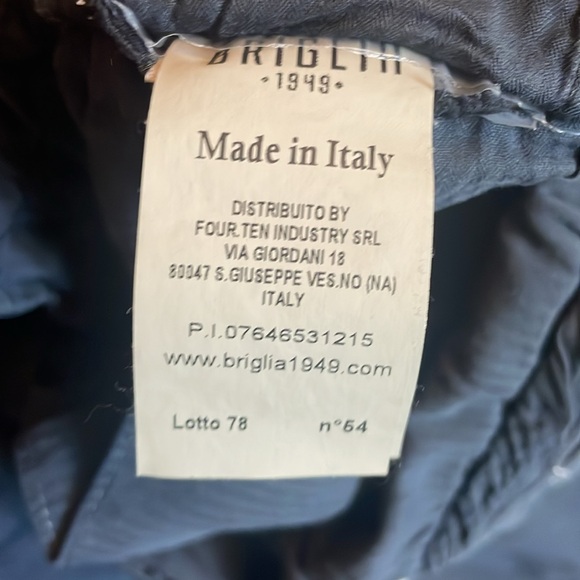 Briglia 1949 Men Slim Fit Navy Chino Pants Made In Italy 32x 30 - Picture 5 of 11